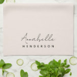 Monogram  Rosa | Modernt, minimalistiskt kvinnligt Kökshandduk<br><div class="desc">En enkel anpassningsbar i monogram med ett modernt,  minimalistiskt handskrivet manustypografi parat med en blocktypografi i svart på en elegant,  pastellbakgrund för  rosa. Monogrammet namn kan lätt vara personlig för att göra en så unik design som du är! En personlig gåva eller medhjälp till tillfälle!</div>