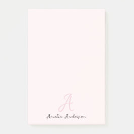 Monogram Rosa | Modernt, minimalistiskt kvinnligt Post-it Block