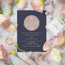 Monogram Rosa Navy Blue Bröllop