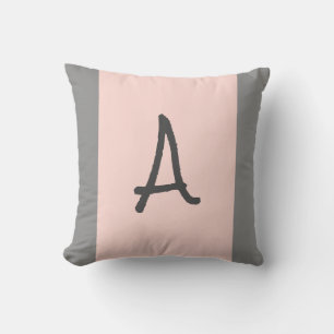 Monogram Rosa och Grått-dekorfärg Kudde