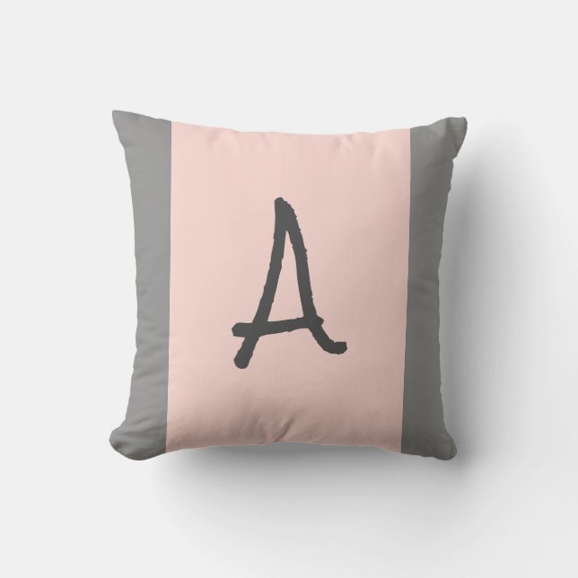 Monogram Rosa och Grått-dekorfärg Kudde (Framsida)