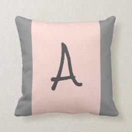 Monogram Rosa och Grått-dekorfärg Kudde