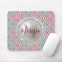 Monogram Rosa och Grönt Harlequin Musmatta
