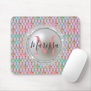 Monogram Rosa och Grönt Harlequin Musmatta