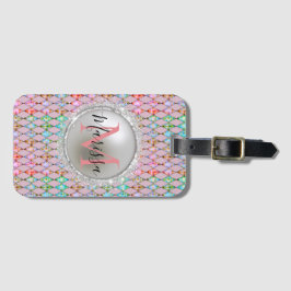 Monogram Rosa och Grönt Pastels Harlequin Bagagebricka