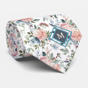 Monogram Rosa och Ice Blue Ro Neck Tie Slips