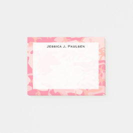 Monogram Rosa och Persika Kamouflage Post-it Block