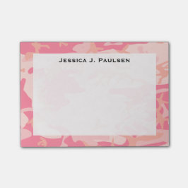 Monogram Rosa och Persika Kamouflage Post-it Block