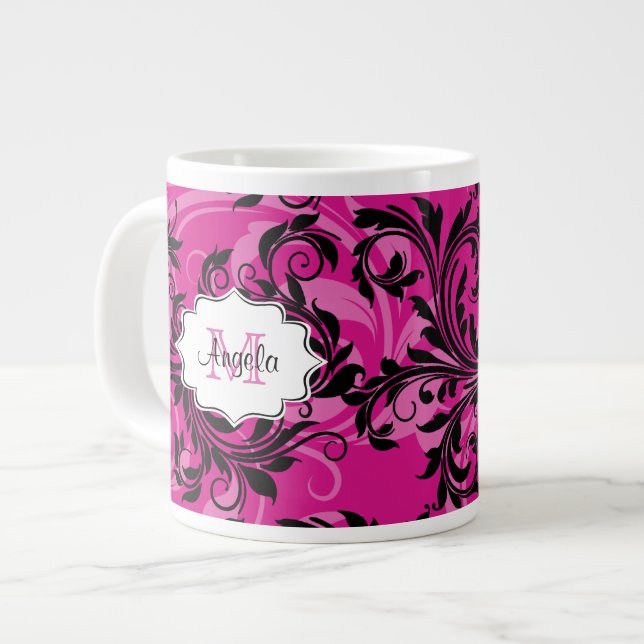 Monogram Rosa och svart rullade jumbo 20 oz.Mugg Jumbo Mugg (Framsida vänster)