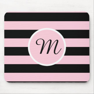 Monogram Rosa och svart stripe Musmatta
