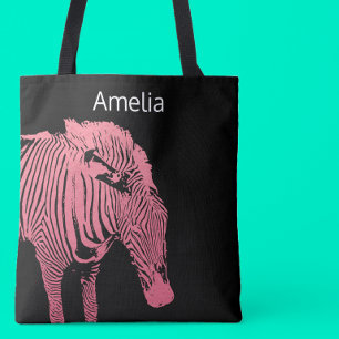 Monogram Rosa och svart Zebra Tygkasse