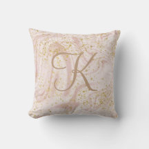 Monogram Rosa och Vit Marmor Virvel Guld Glitter