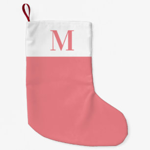 Monogram Rosa och vit Personlig Liten Julstrumpa
