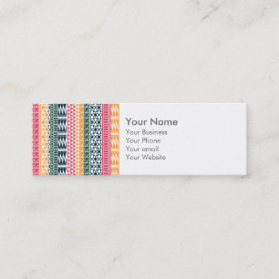 Monogram Rosa Orange Blue Geo Aztec Tribal Mönste Mini Visitkort