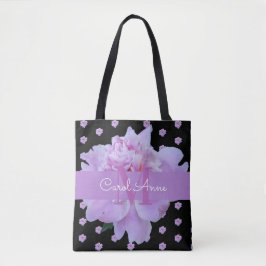 Monogram Rosa Peony Blommigt Lila Classic Black Tygkasse