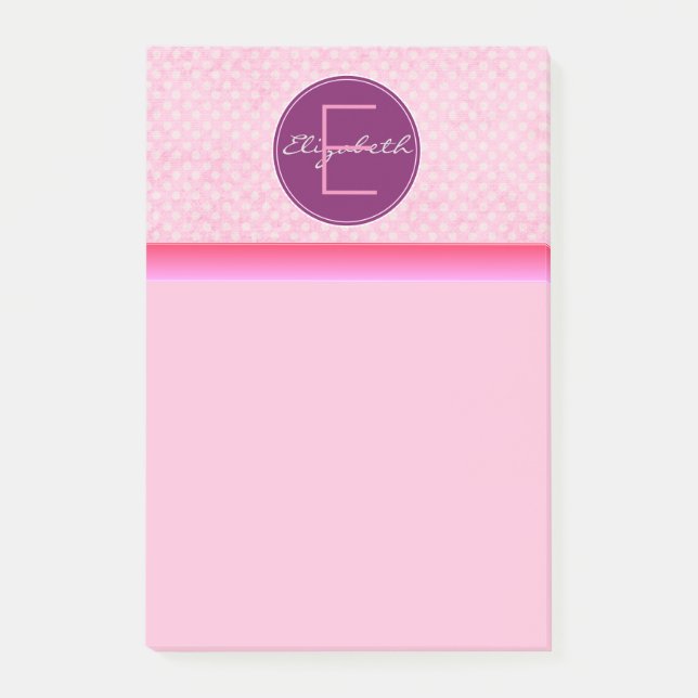 Monogram Rosa Polka dots Post-it Block (Framsida)