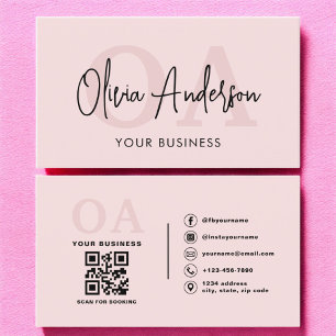 Monogram Rosa QR-kod Modern Minimalist Visitkort