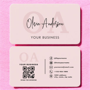 Monogram Rosa QR-kod Modern Minimalist Visitkort