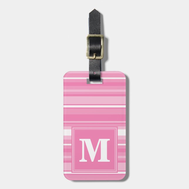 Monogram rosa rand bagagebricka (Vertikal Framsida)