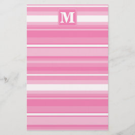 Monogram rosa rand brevpapper