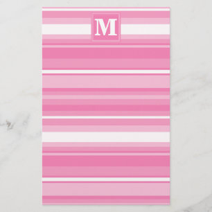 Monogram rosa rand brevpapper