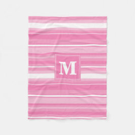Monogram rosa rand fleecefilt