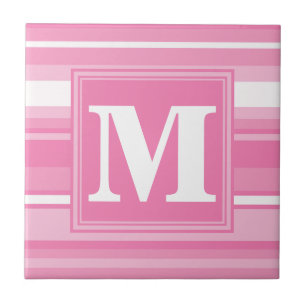 Monogram rosa rand kakelplatta