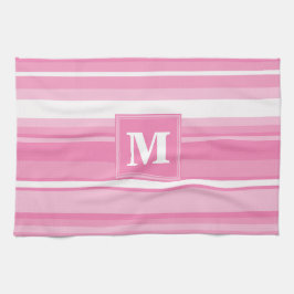 Monogram rosa rand kökshandduk