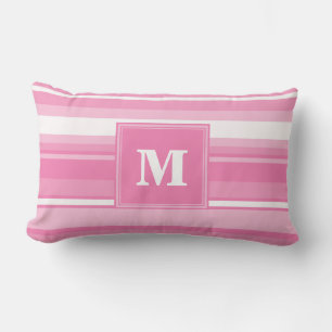 Monogram rosa rand lumbarkudde