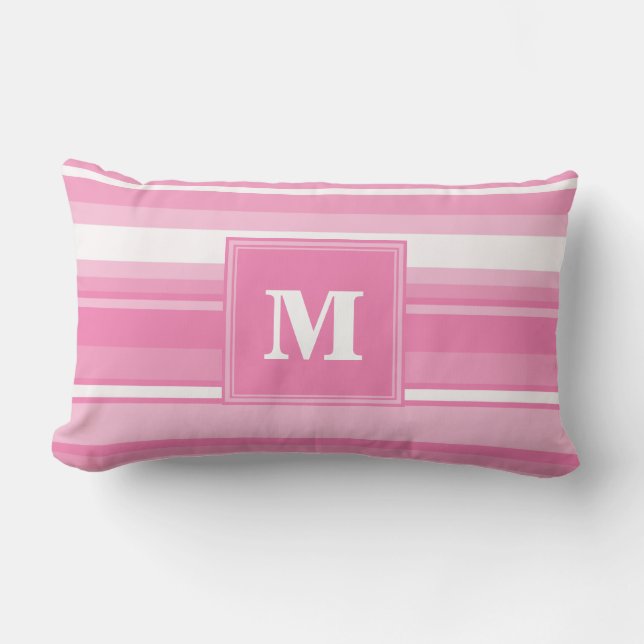 Monogram rosa rand lumbarkudde (Framsida)