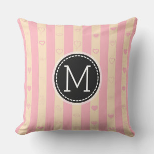 Monogram Rosa Rand Modern Heart Mönster Kudde
