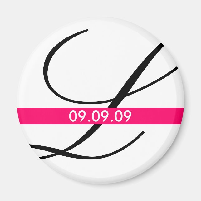 Monogram Rosa Rand Spara datum magneter (Framsidan)
