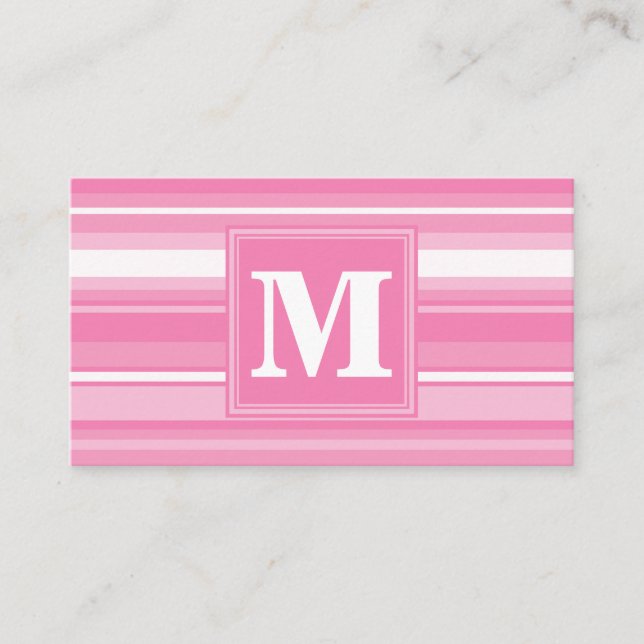 Monogram rosa rand visitkort (Framsida)