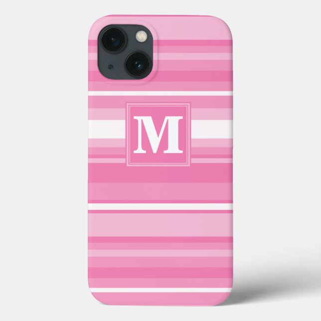 Monogram rosa ränder Case-Mate iPhone fodral (Baksida)