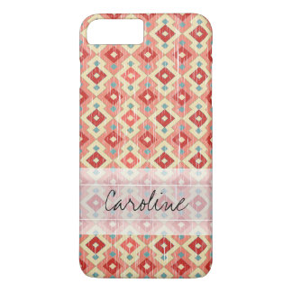 Monogram Rosa Red Geo Tribal Ikat Diamond Mönster