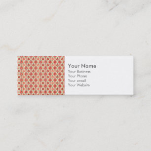 Monogram Rosa Red Geo Tribal Ikat Diamond Mönster Mini Visitkort