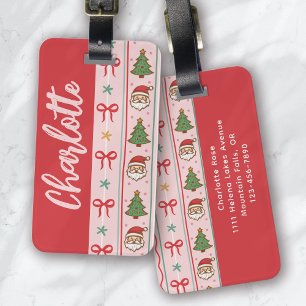 Monogram Rosa Red jul Coquette Bow Bagagebricka