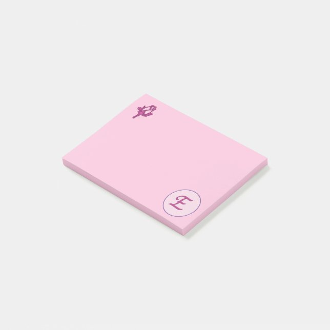 Monogram Rosa ros E Post-it Block (Vinklad)
