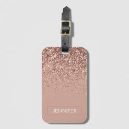 Monogram Rosa ros Guld Glitter och Gnistra Bagagebricka