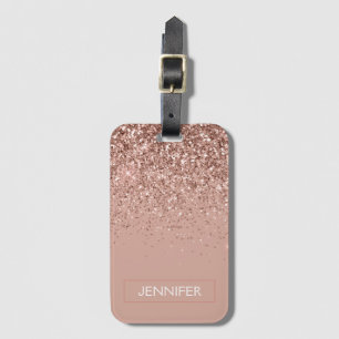 Monogram  Rosa ros Guld Glitter och Gnistra Bagagebricka