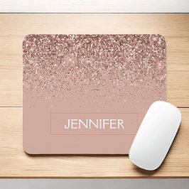 Monogram Rosa ros Guld Glitter och Gnistra Musmatta