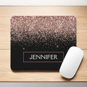 Monogram Rosa ros Guld Glitter och Gnistra Musmatta