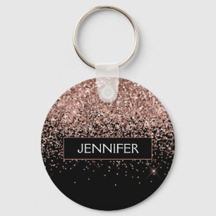 Monogram  Rosa ros Guld Glitter och Gnistra Nyckelring