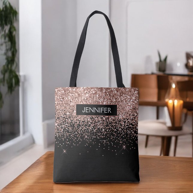 Monogram  Rosa ros Guld Glitter och Gnistra Tygkasse (Skapare uppladdad)