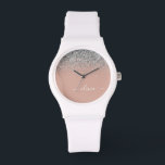 Monogram  Rosa ros Guld Silver Armbandsur<br><div class="desc">Ro Guld -  Rosa och Silver Gnistra Glitter Skript Monogram Namn Watch. Det gör perfekt studenten,  födelsedag,  bröllop,  möhippa,  årsdag,  babydusch eller bachelorette-fest till någon som glam lyx och chic stilar.</div>