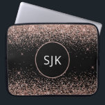 Monogram  Rosa ros Guld Svarta Glitter<br><div class="desc">Rosa - Ro Guld och Svarta Faux Glitter och Gnistra Elegant Monogrammed Initialer Fodral. Fodral kan anpassas så att det omfattar ditt första och första namn.</div>
