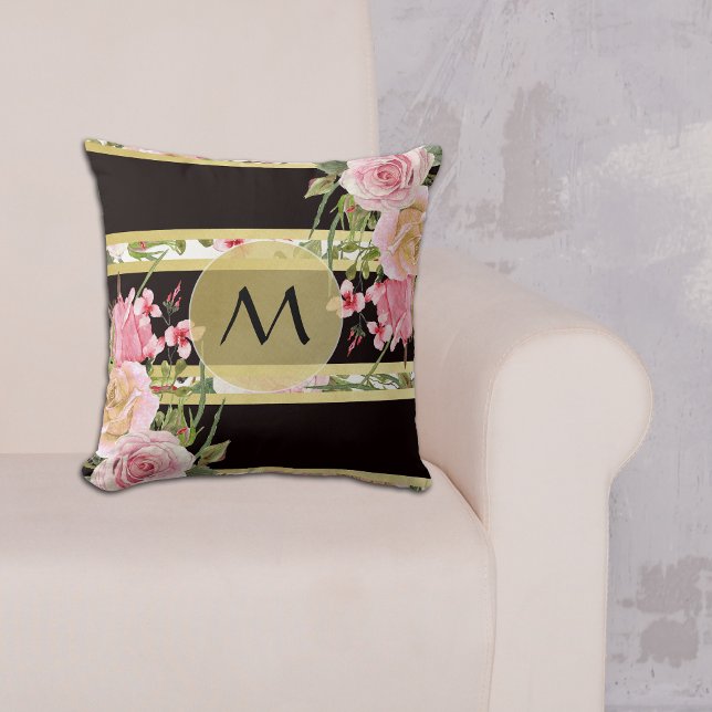 Monogram rosa ros Mönster Kudde (Skapare uppladdad)