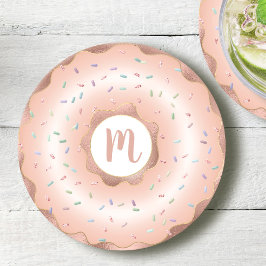 Monogram rosa roséguld folie munkskrift glamorös underlägg papper rund