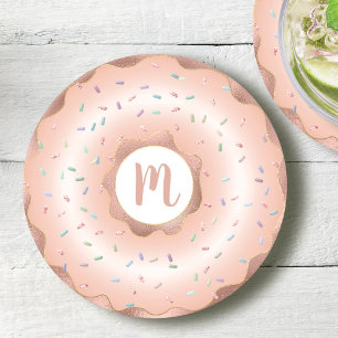 Monogram rosa roséguld folie munkskrift glamorös underlägg papper rund