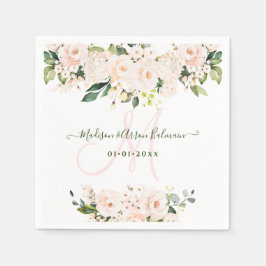 Monogram Rosa Rosor Eukalyptus Vid Alla Tillfällen Pappersservett